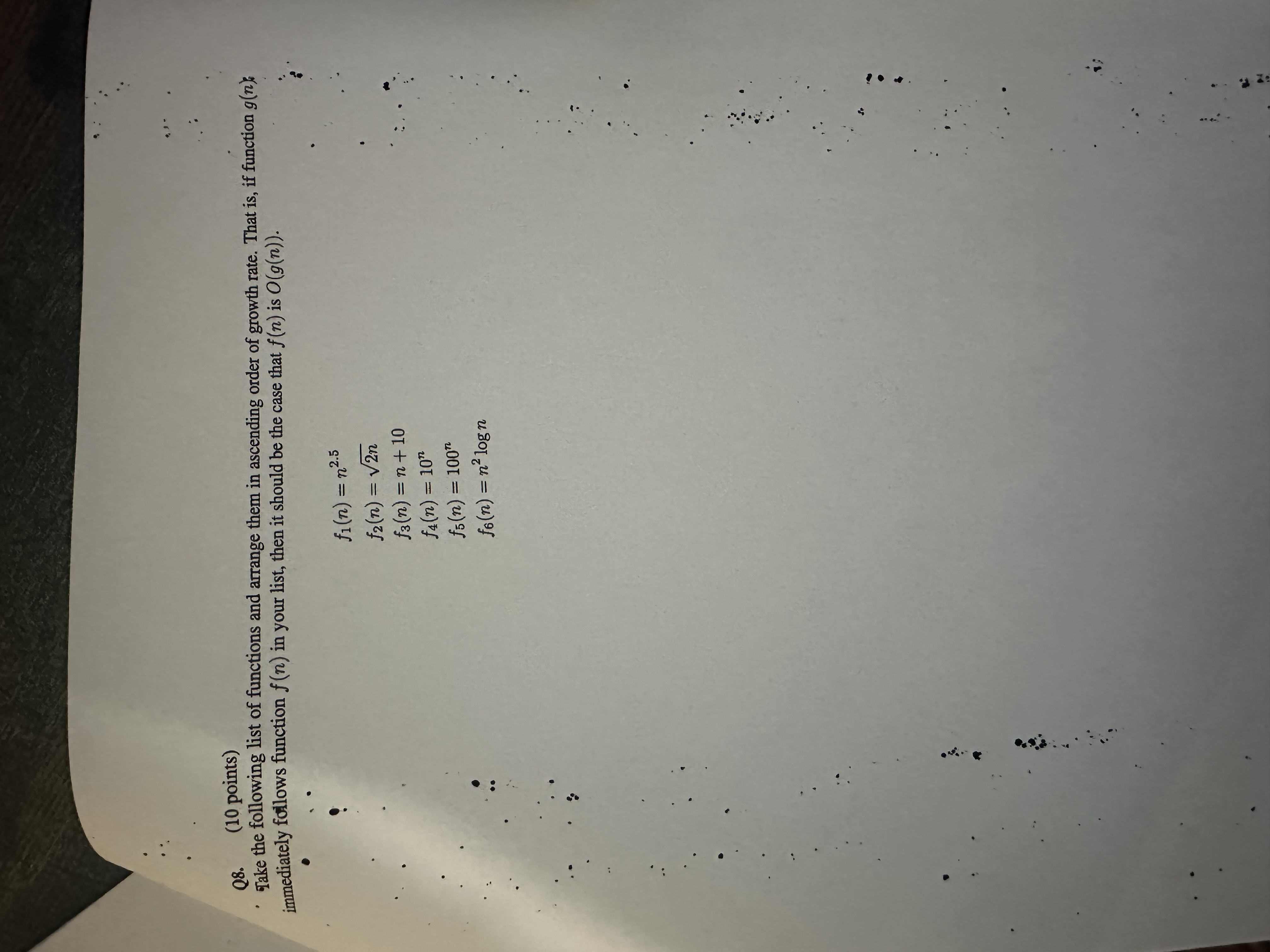 Q 8 . ( 1 0 points ) Take the following list of