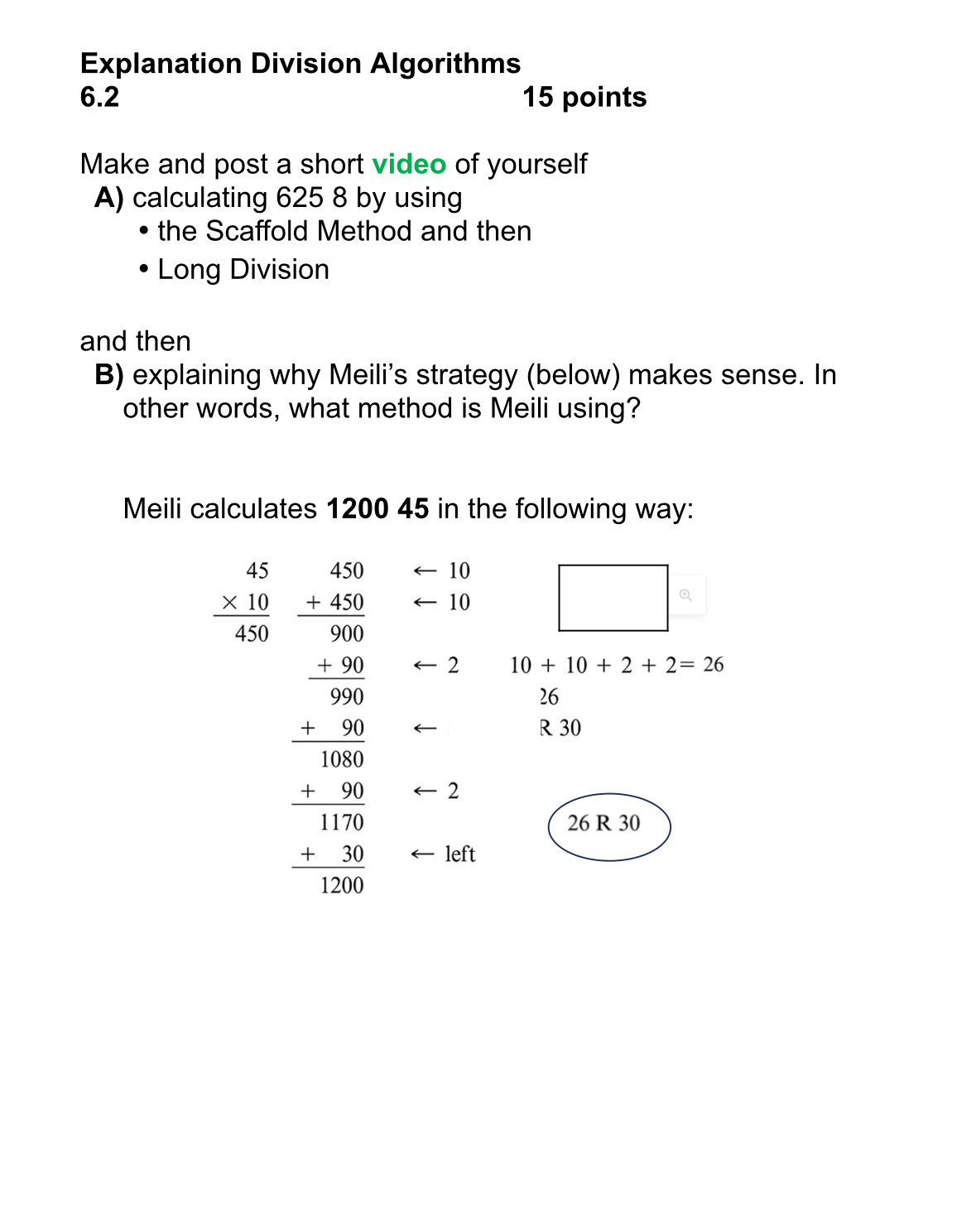 Explanation Division Algorithms 6 . 2 1 5 points
