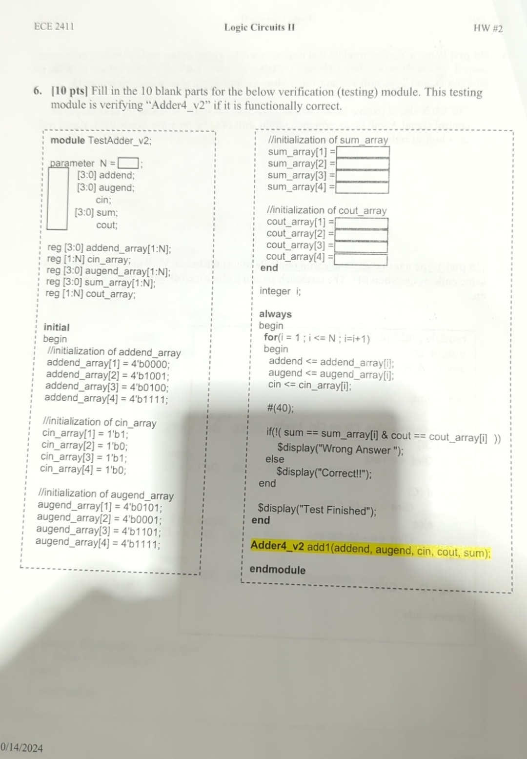 ECE 2 4 1 1 Logic Circuits II HW # 2 6 . [ 1 0