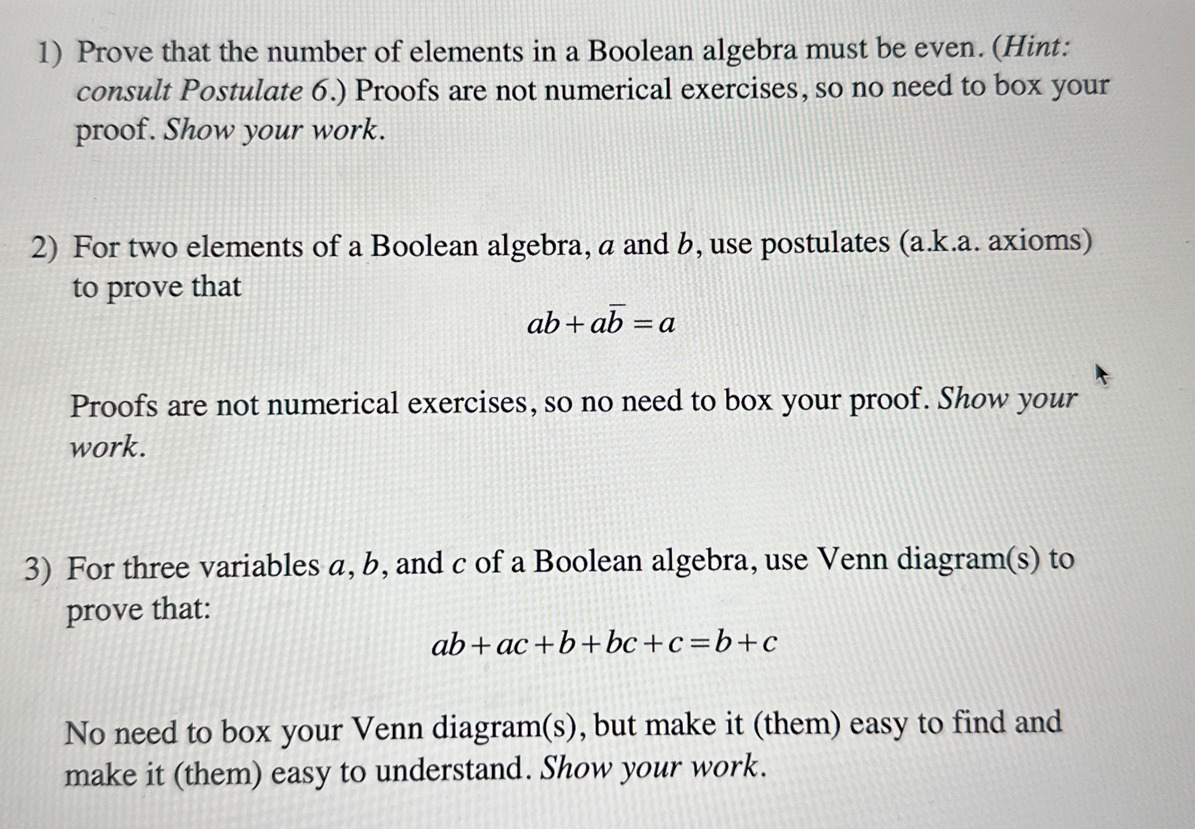 Prove that the number of elements in a Boolean