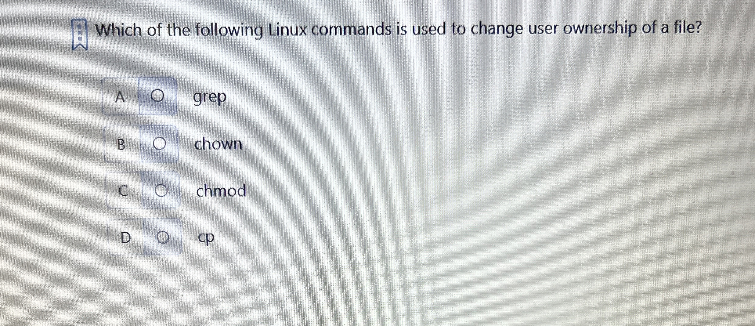 Which of the following Linux commands is used to