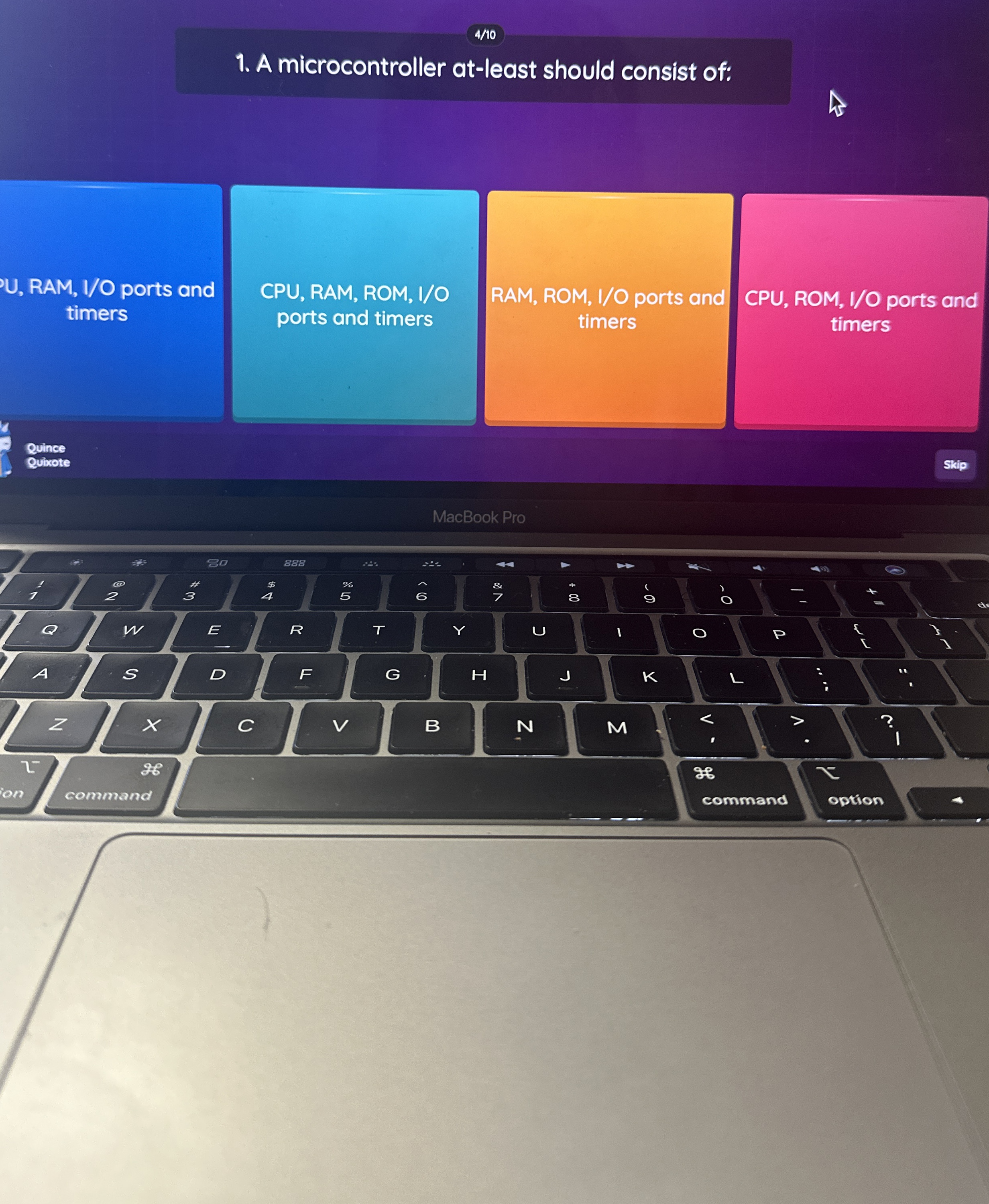 4 1 0 A microcontroller at - least should consist