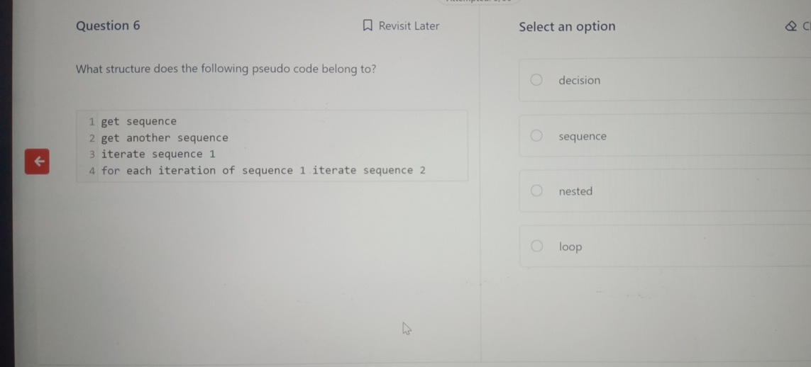 What structure does the following pseudo code