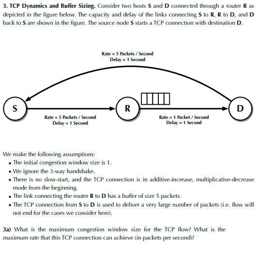 3 . TCP Dynamics and Buffer Sizing. Consider two