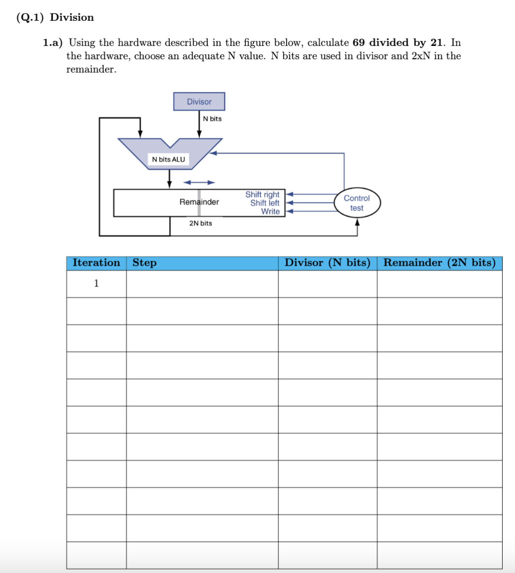 1 a ) Using the hardware described in the figure