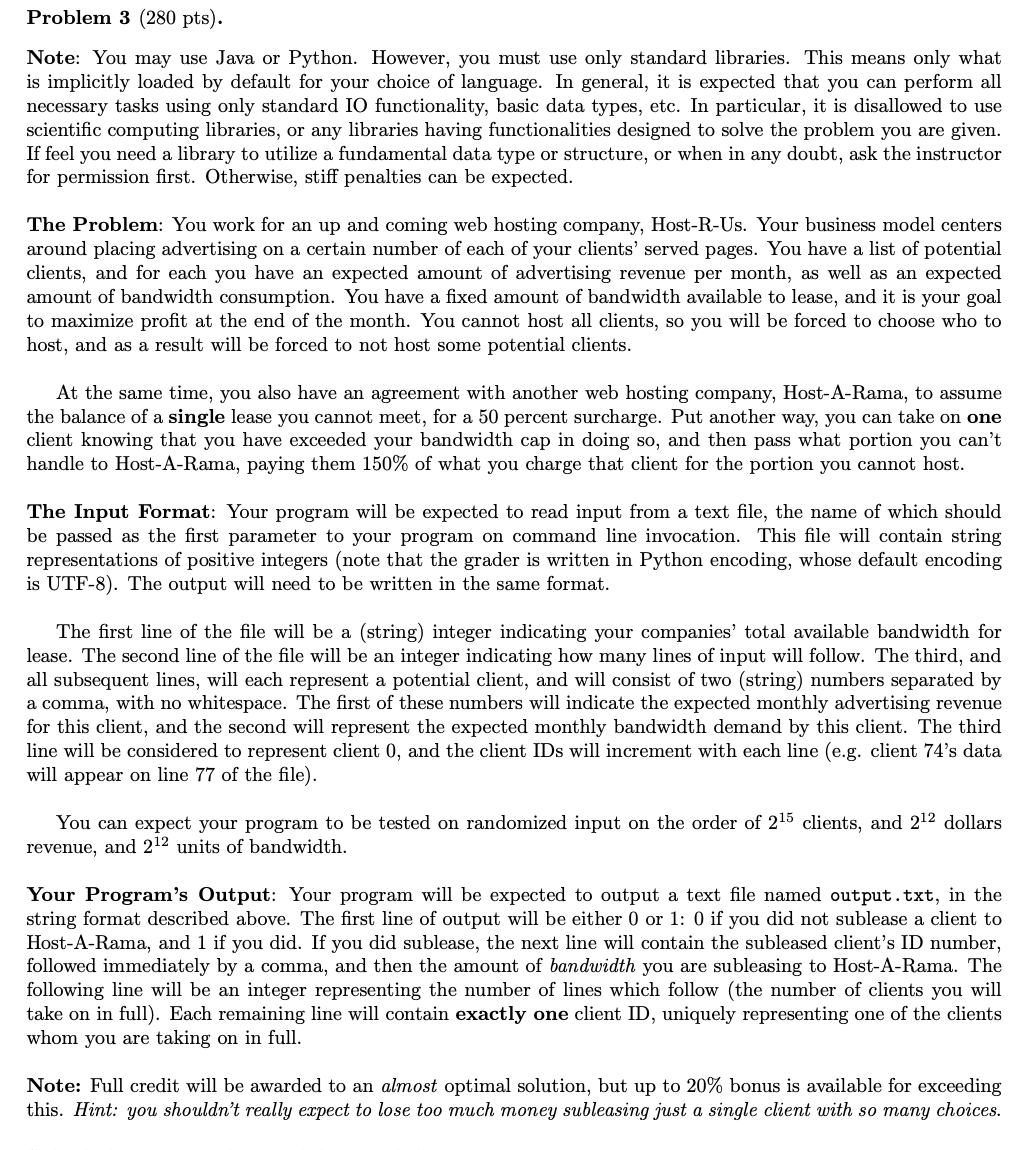 Problem 3 ( 2 8 0 pts ) . Note: Use Python for