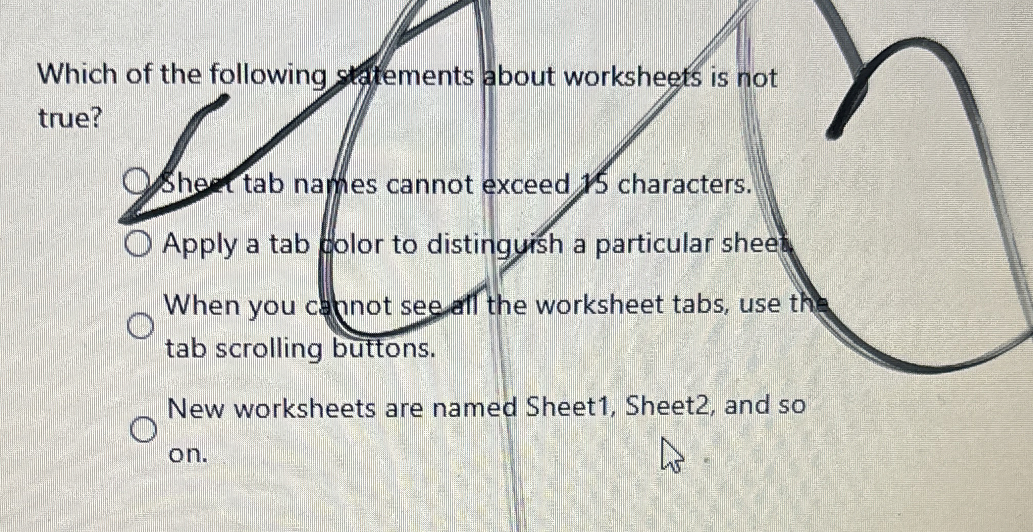 Which of the following staments about worksheets