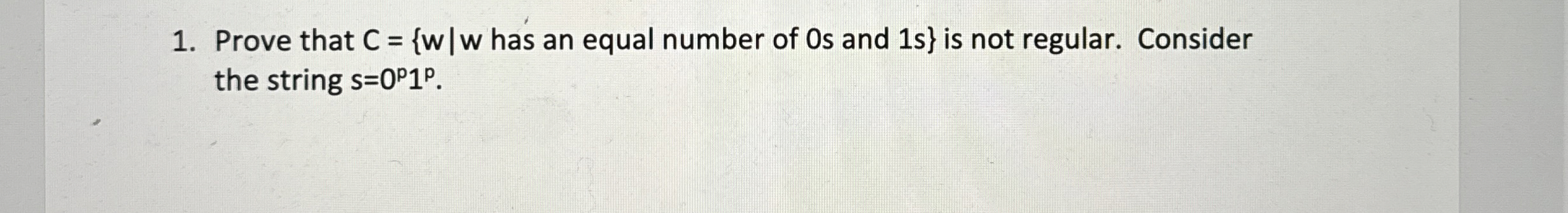 Prove that has an equal number of O s and 1 s is