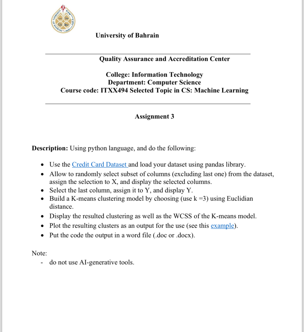 University of Bahrain Quality Assurance and