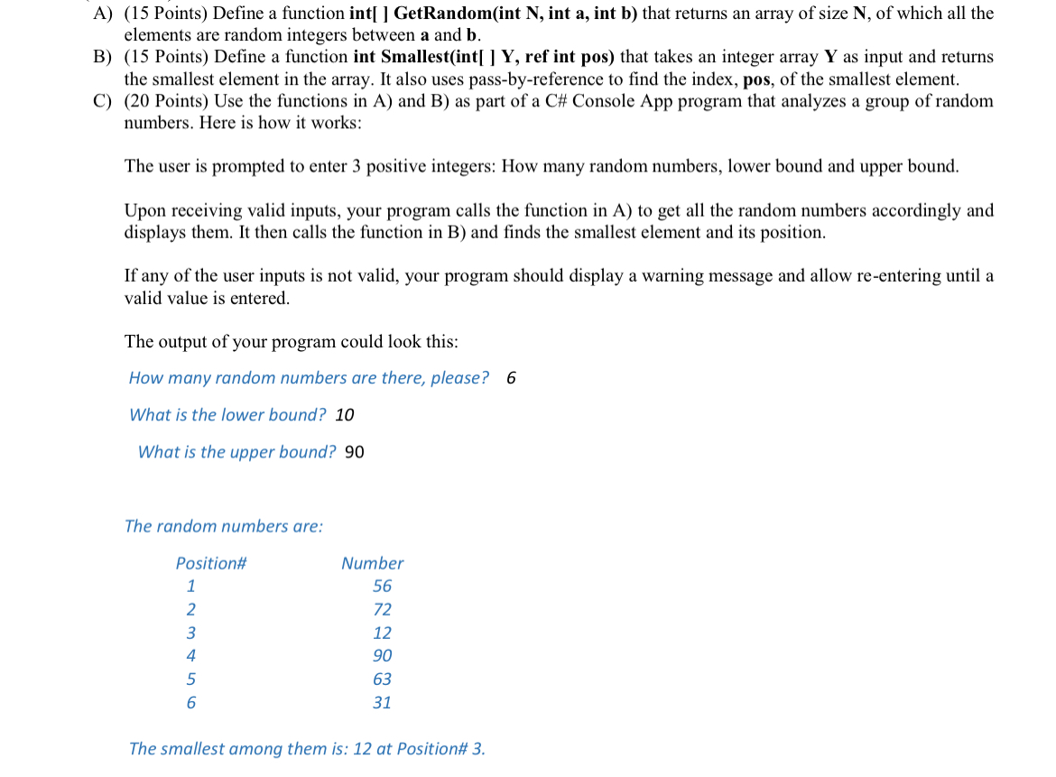 A ) ( 1 5 Points ) Define a function int [ ]