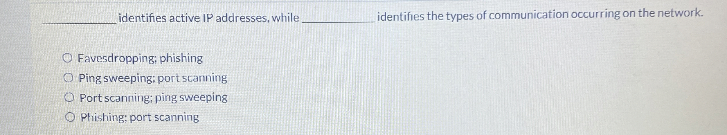 q , identifies active IP addresses, while