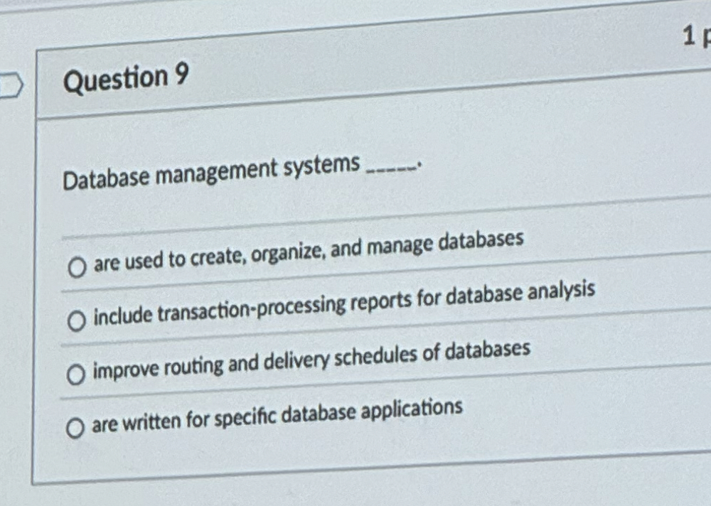 Question 9 Database management systems q , * q ,