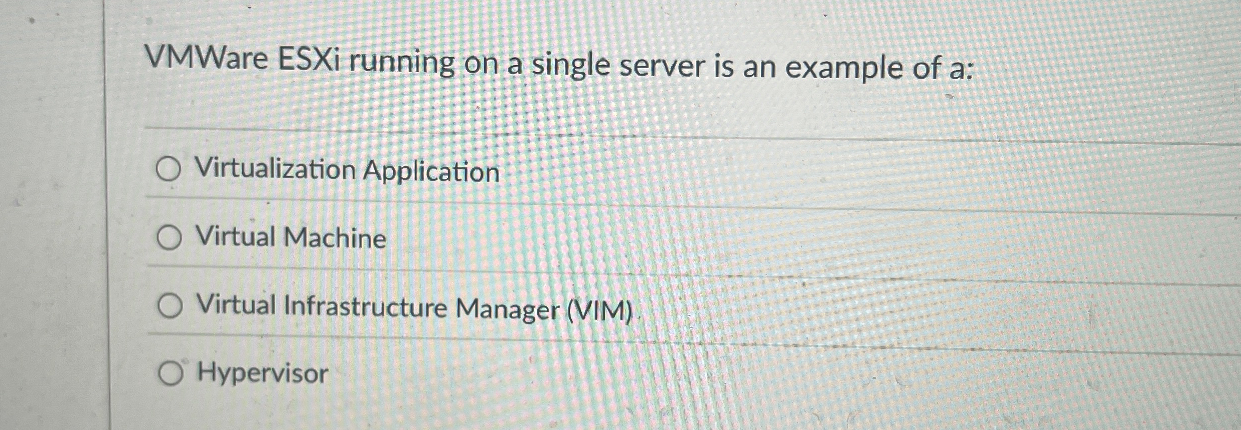 VMWare ESXi running on a single server is an