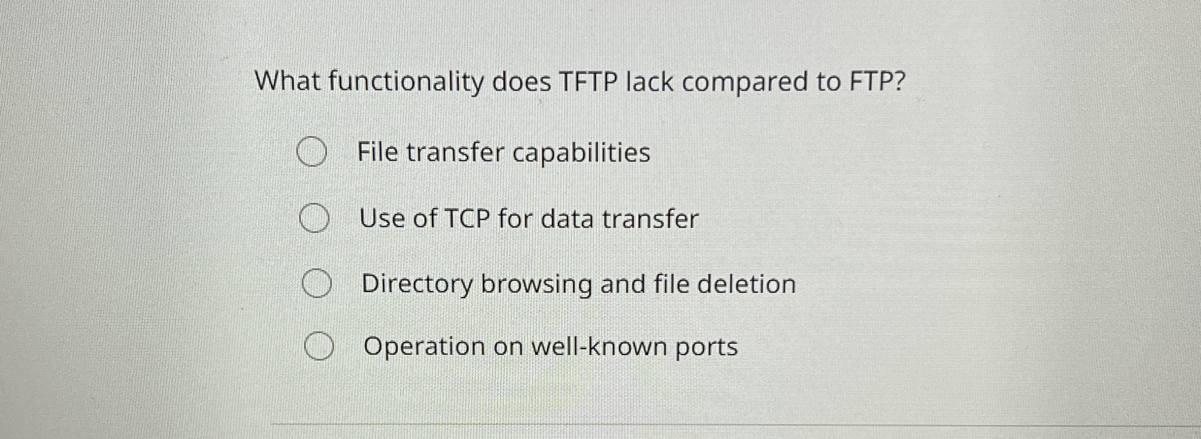 What functionality does TFTP lack compared to FTP