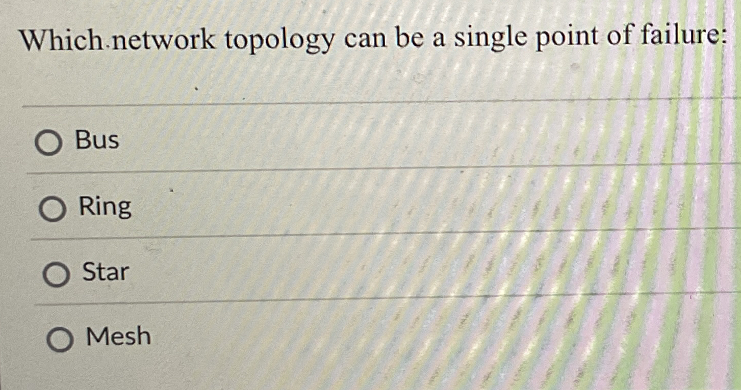 Which network topology can be a single point of