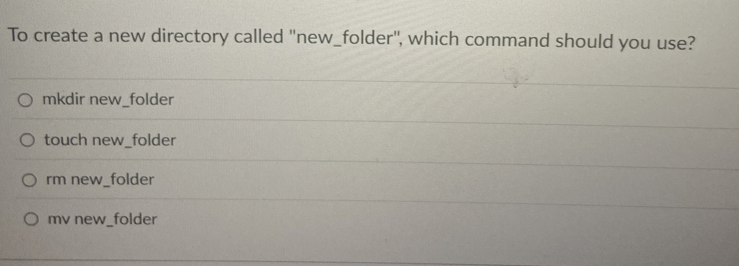 To create a new directory called "new _ folder",