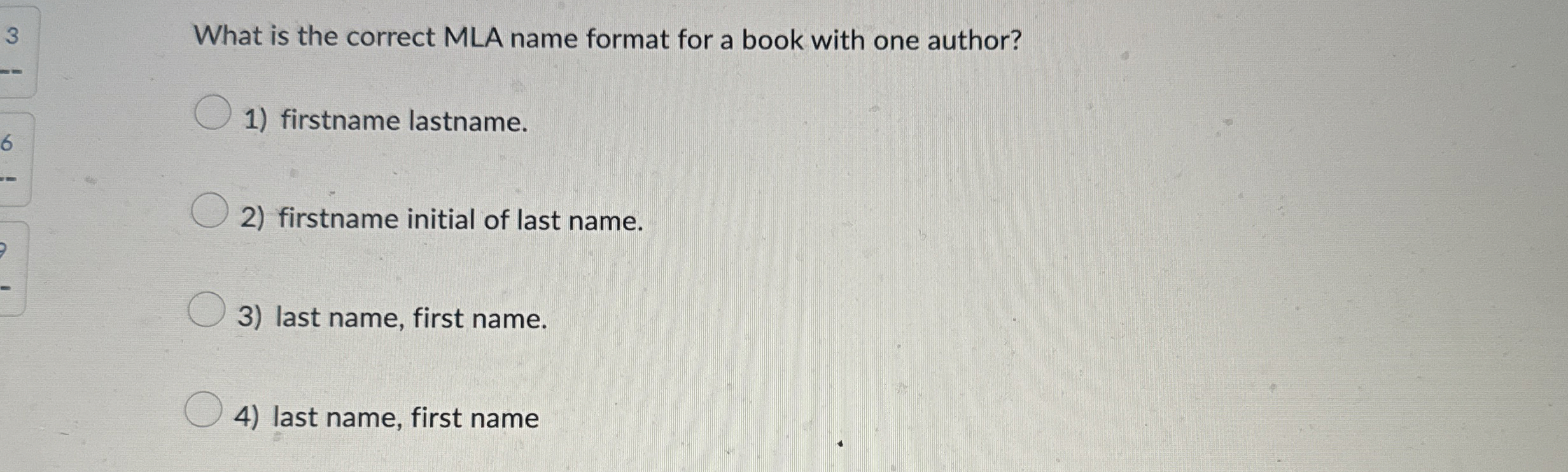 What is the correct MLA name format for a book
