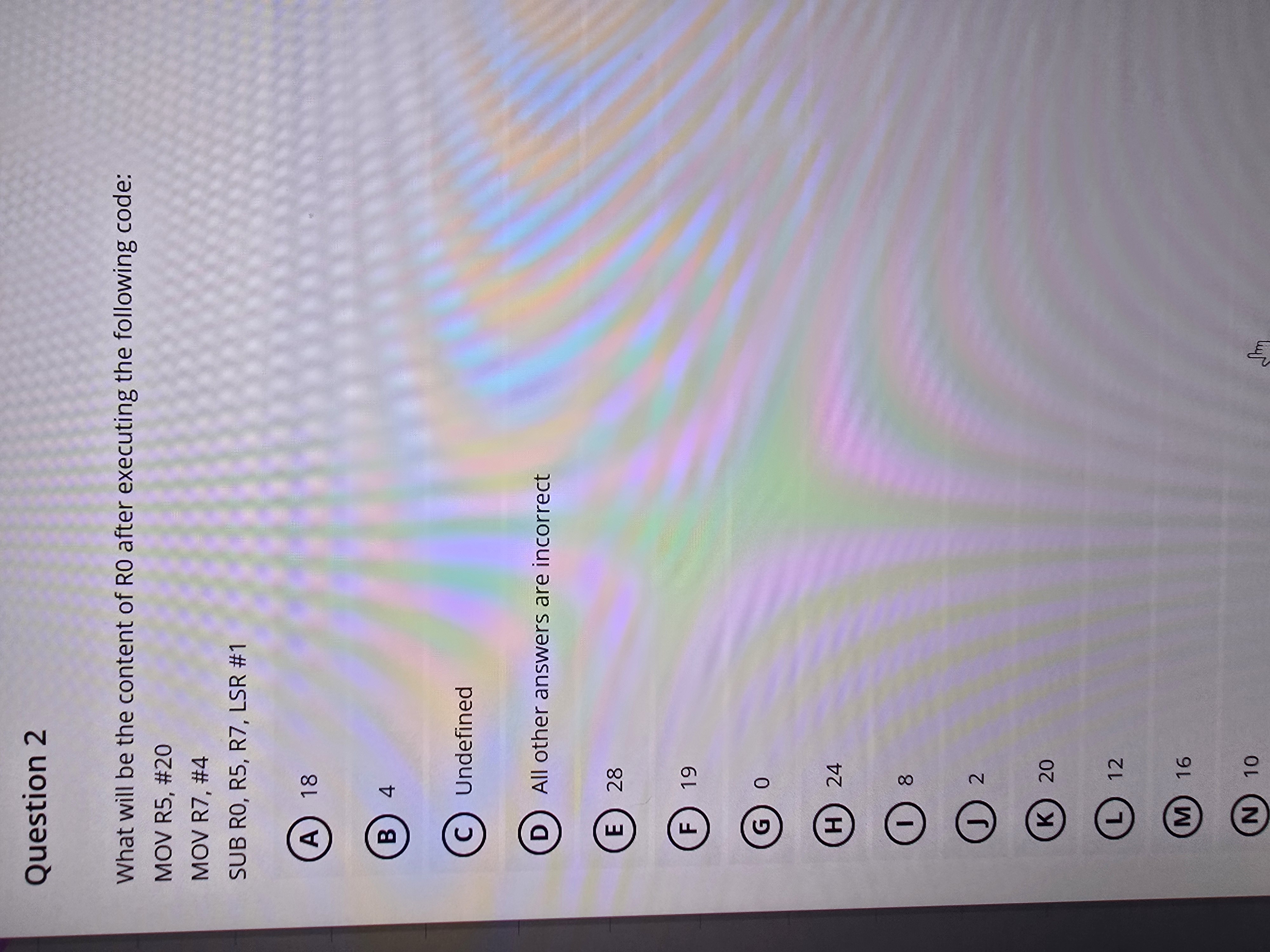 Question 2 What will be the content of RO after