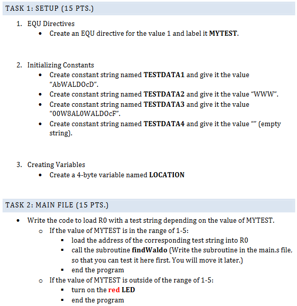 TASK 1 : SETUP ( 1 5 PTS . ) 1 . EQU Directives -