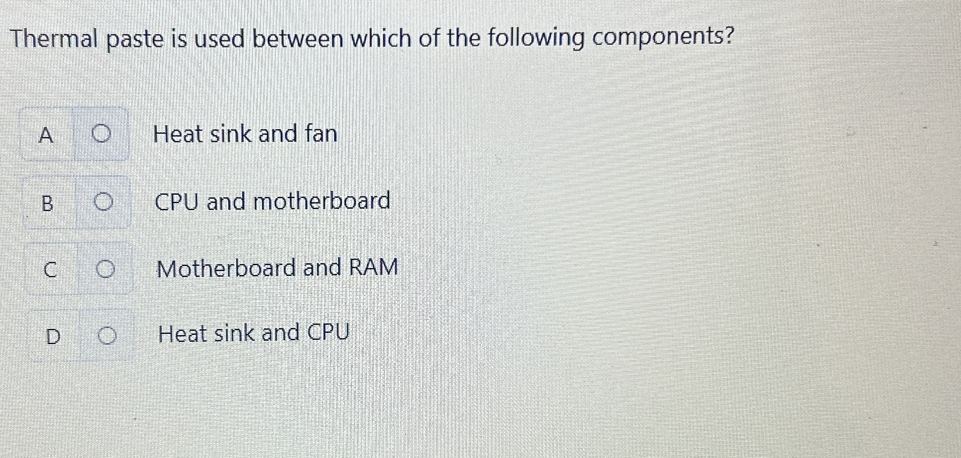 Thermal paste is used between which of the
