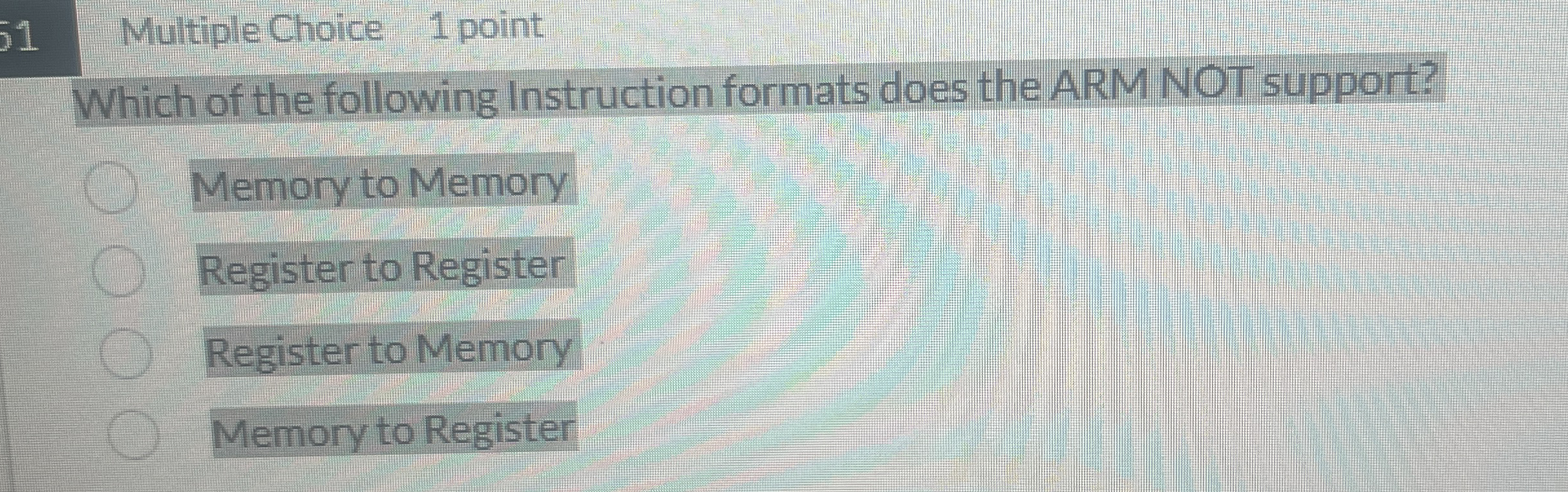 Multiple Choice 1 point Which of the following