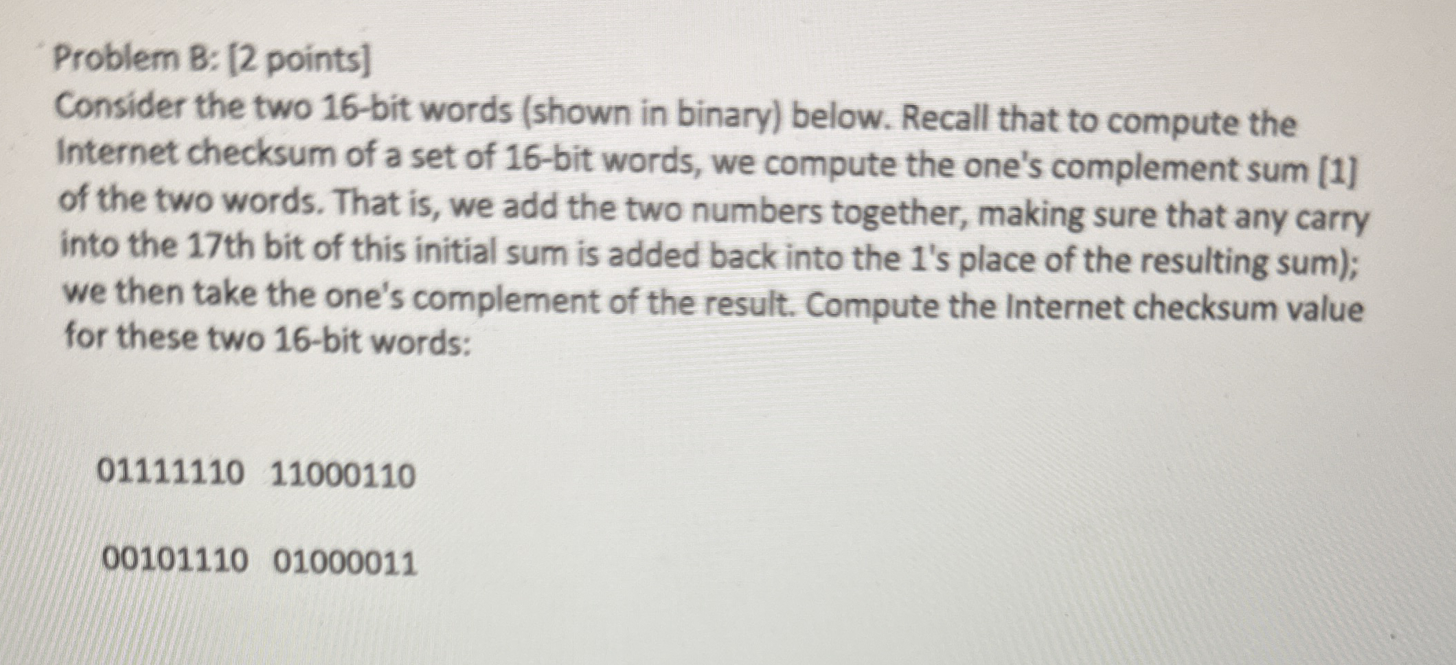 Problem B: [ 2 points ] Consider the two 1 6 -