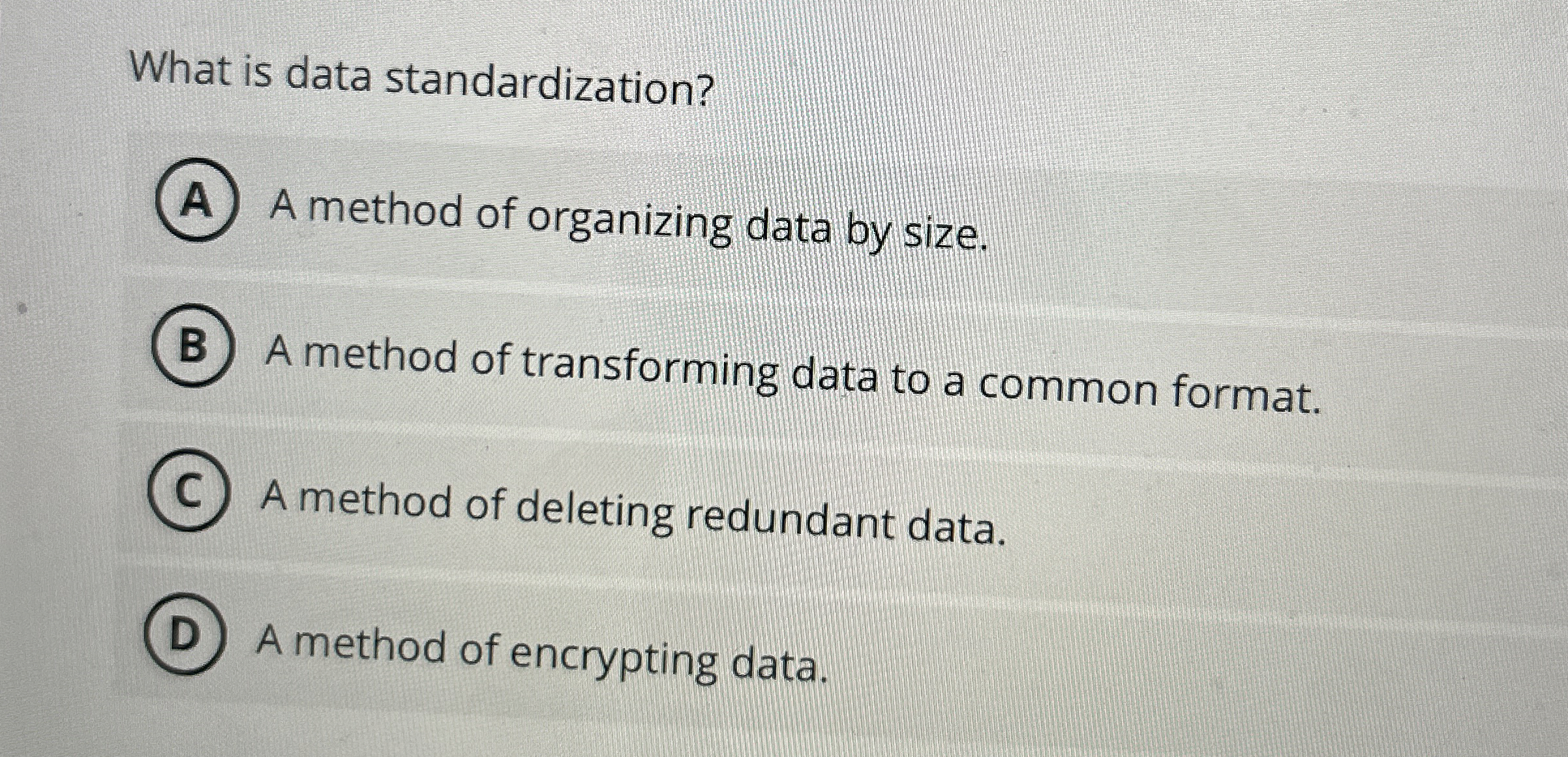 What is data standardization? A method of
