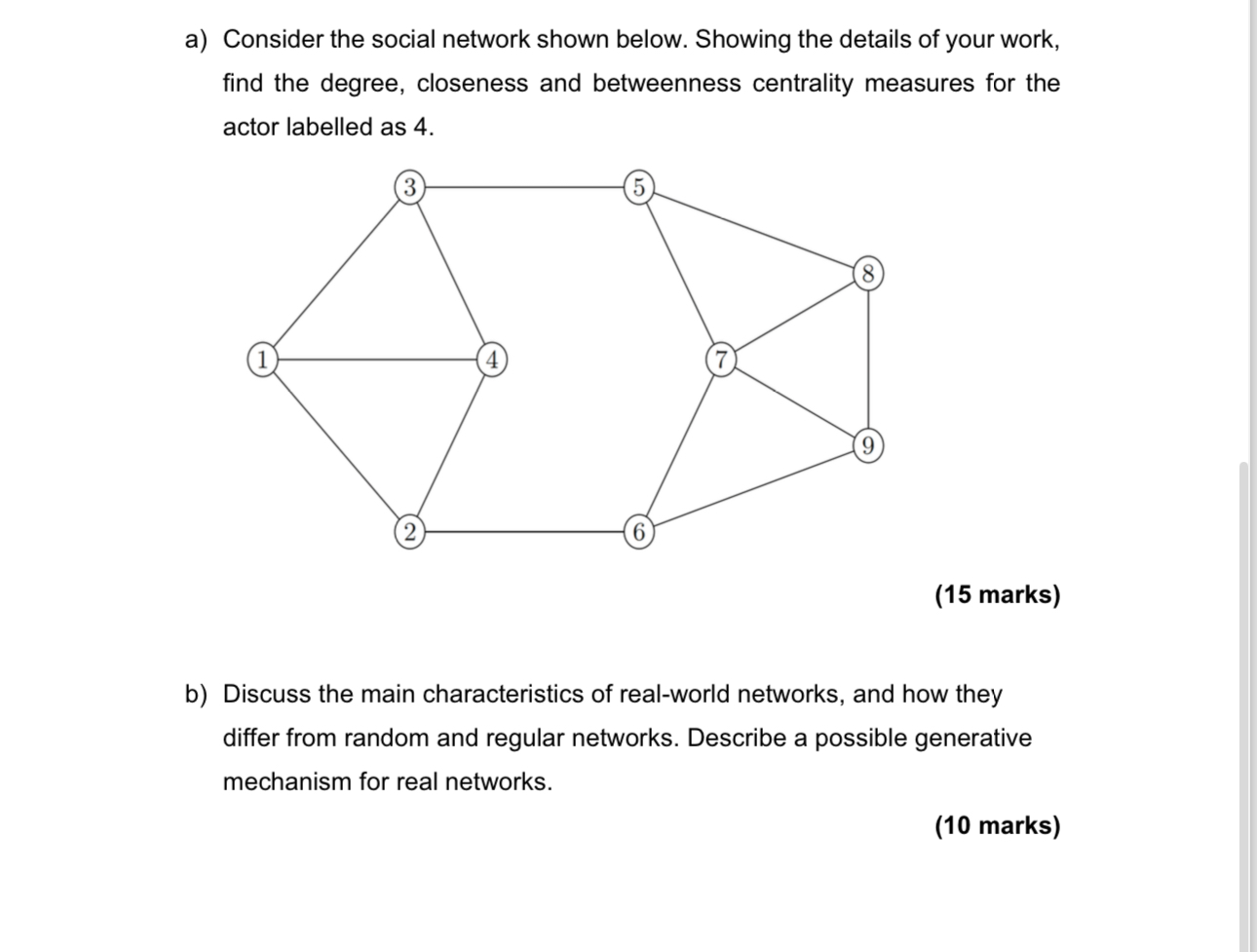 a ) Consider the social network shown below.