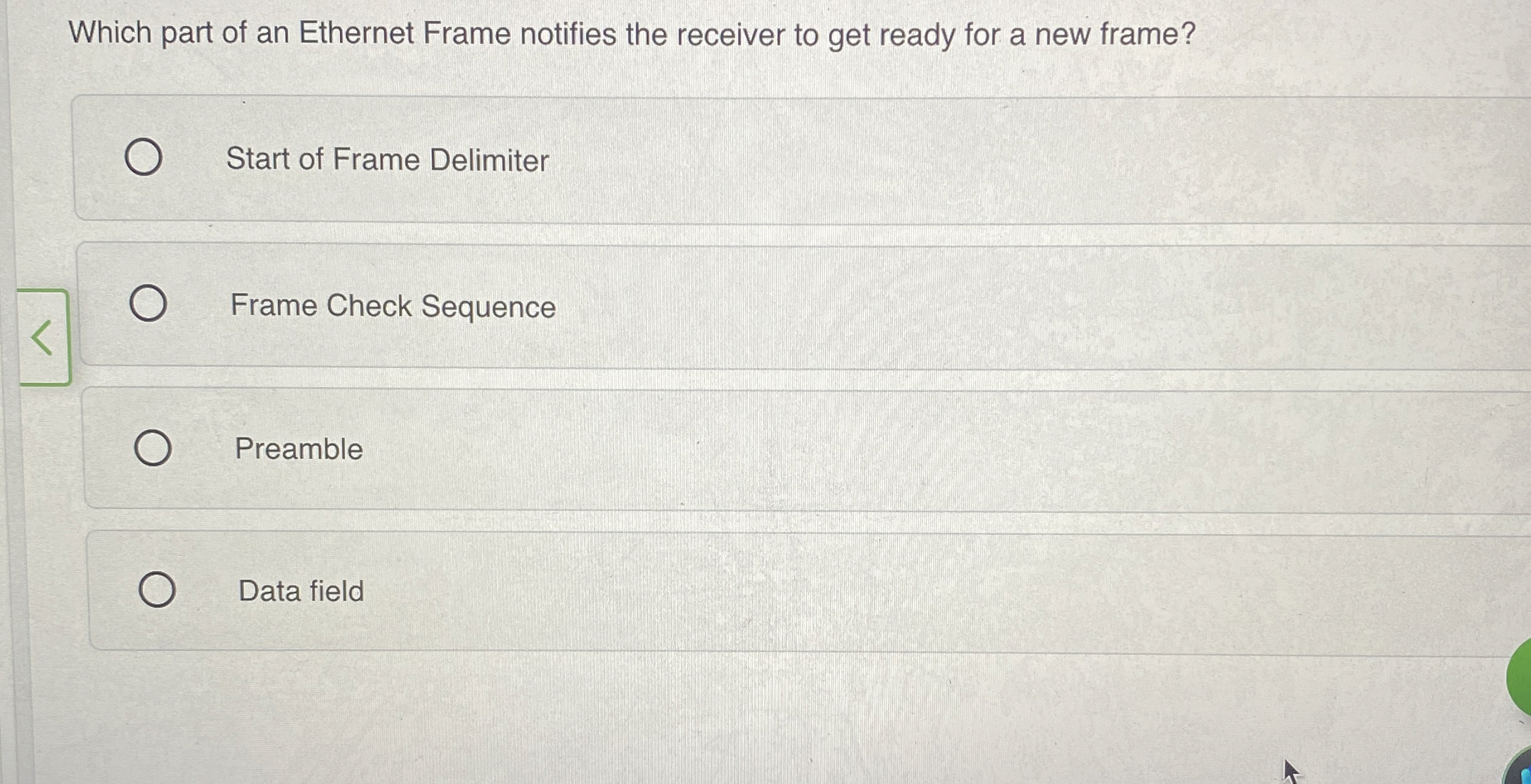 Which part of an Ethernet Frame notifies the
