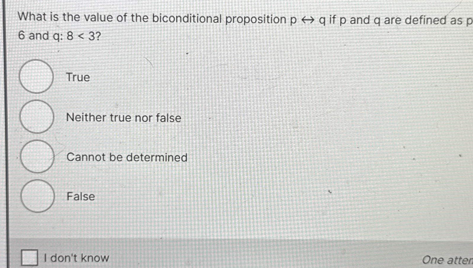 What is the value of the biconditional