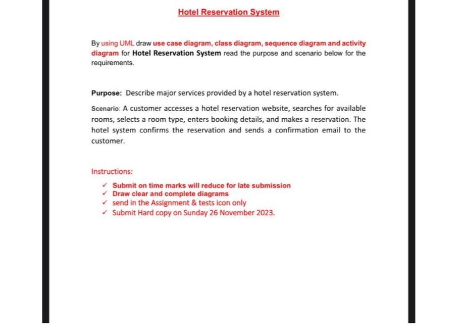Hotel Reservation System By using UML draw use