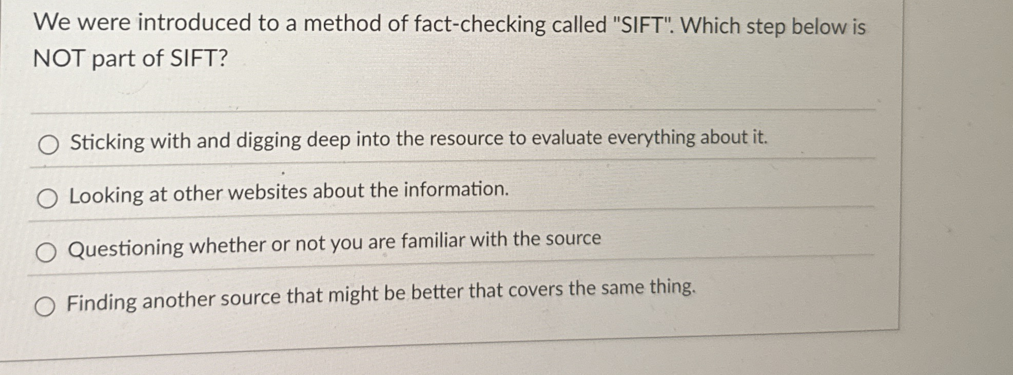 We were introduced to a method of fact - checking
