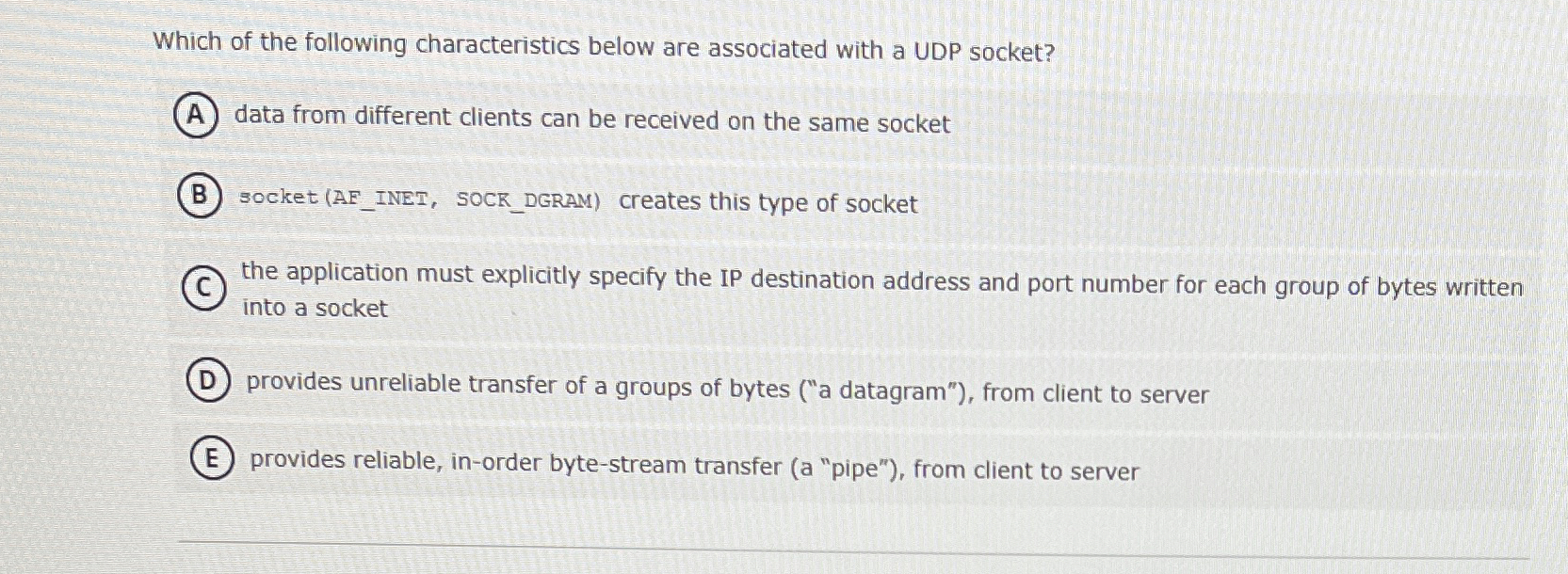 Which of the following characteristics below are