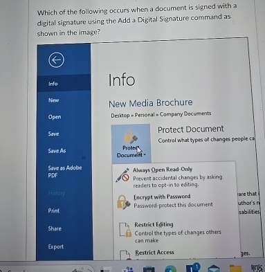 Which of the following occurs when a document is