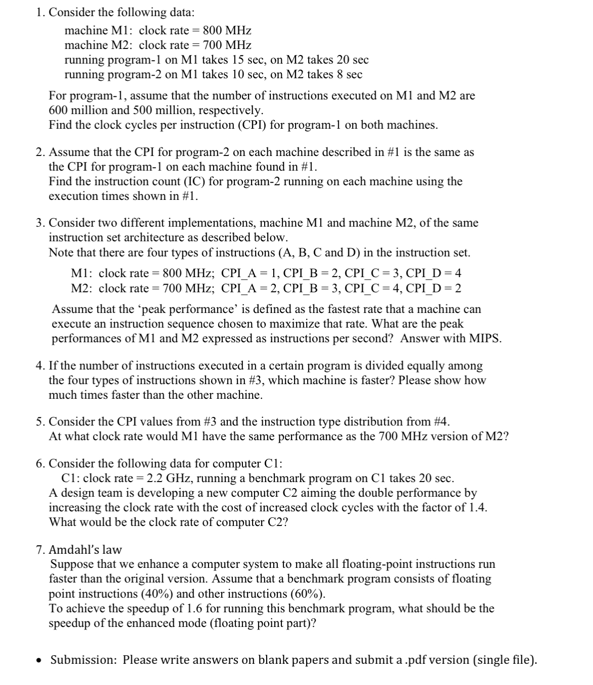 Consider the following data: machine M 1 : clock