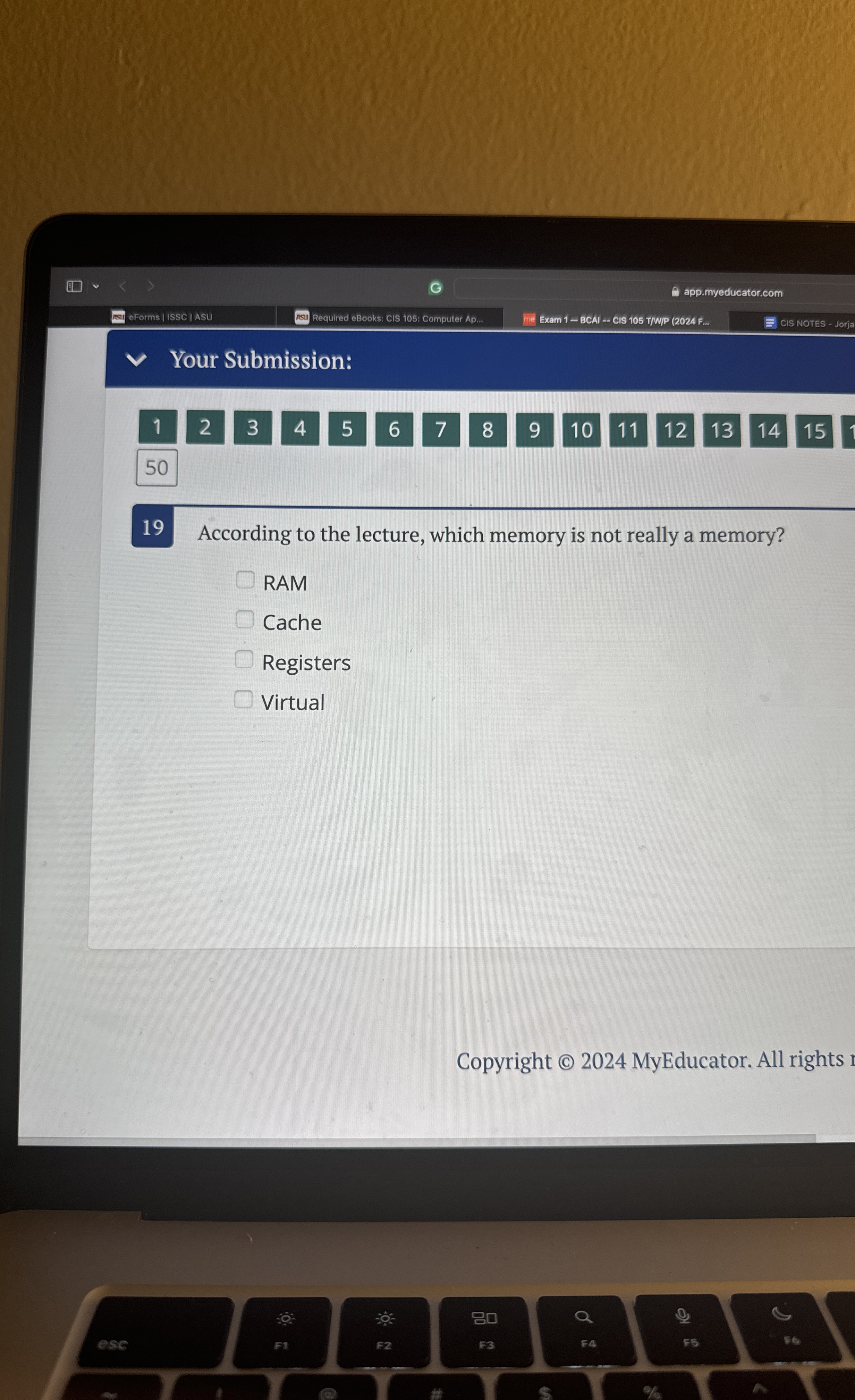 1 9 According to the lecture, which memory is not