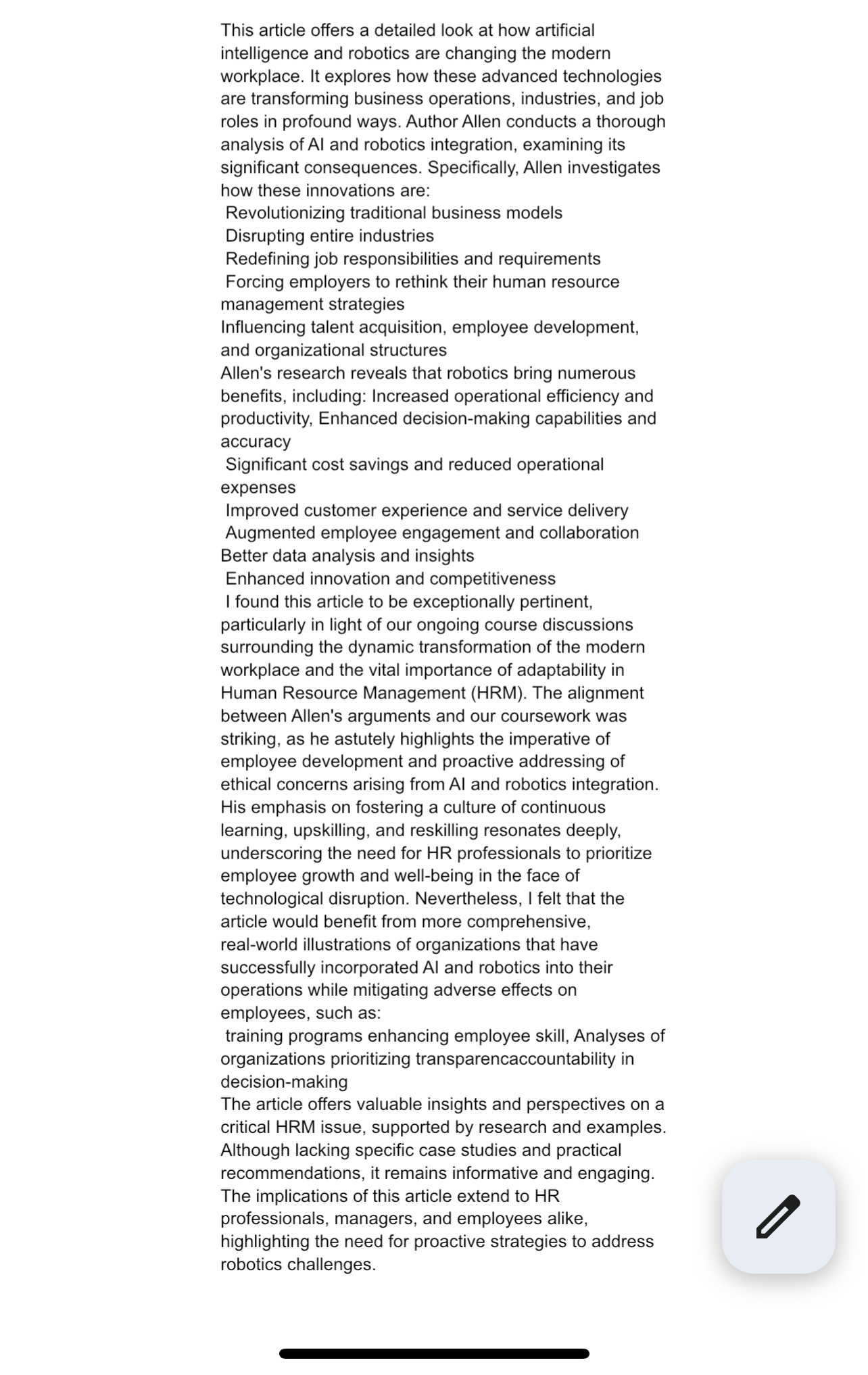 Write a 3 pages summary of this paragraph using