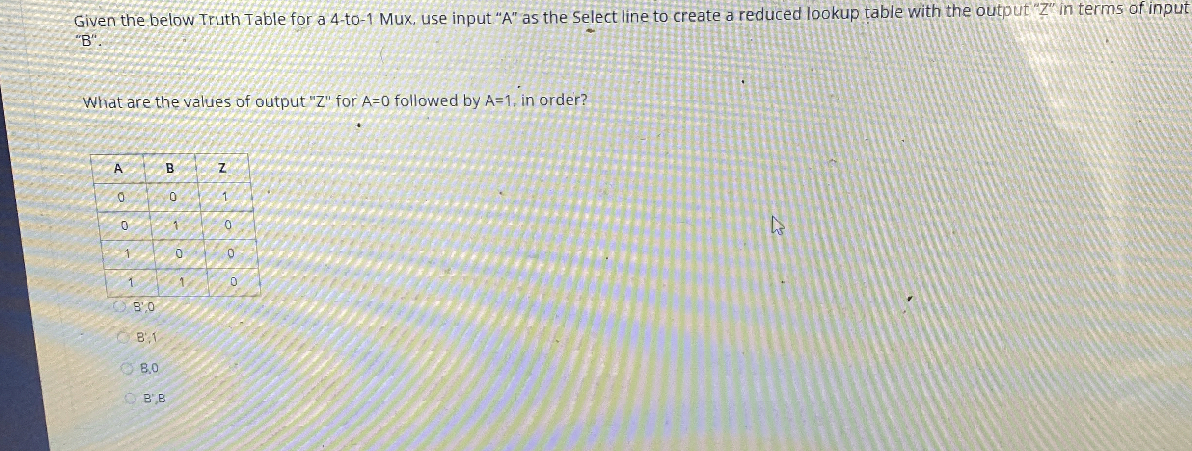 Given the below Truth Table for a 4 - to - 1 Mux,