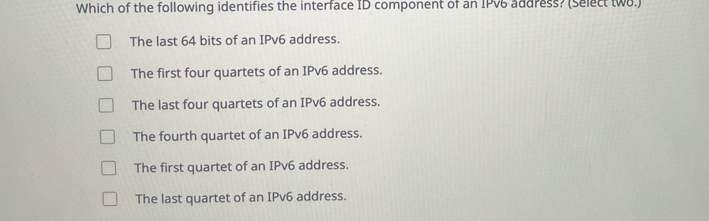 Which of the following identifies the interface