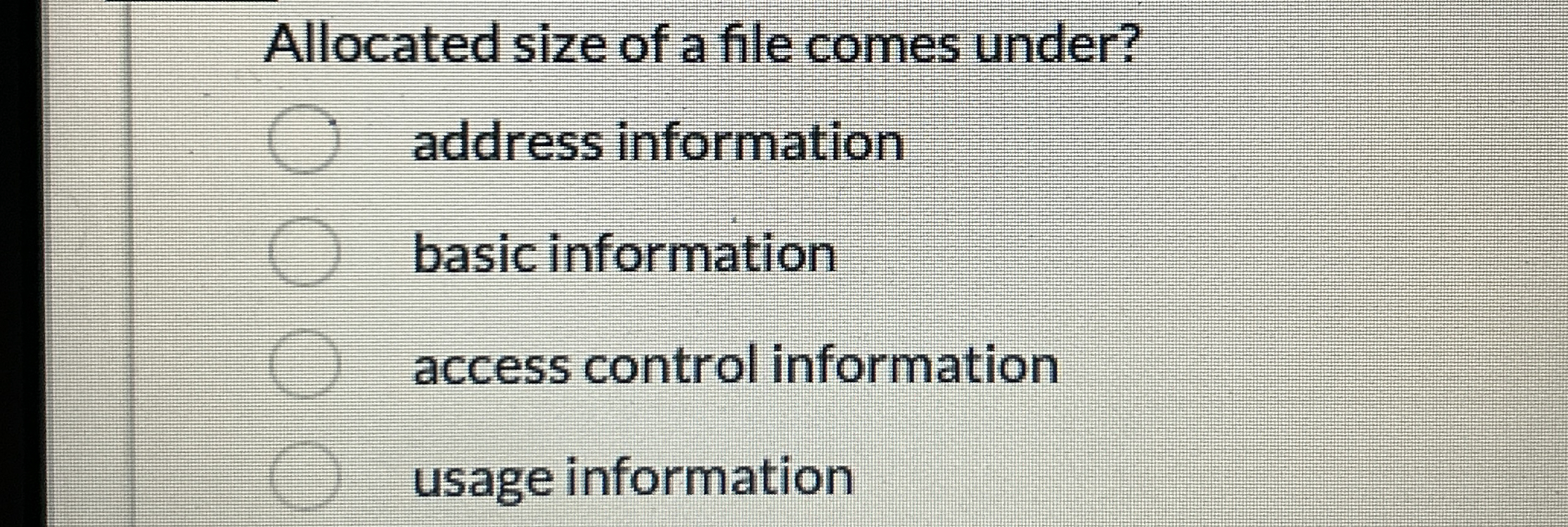 Allocated size of a file comes under? address