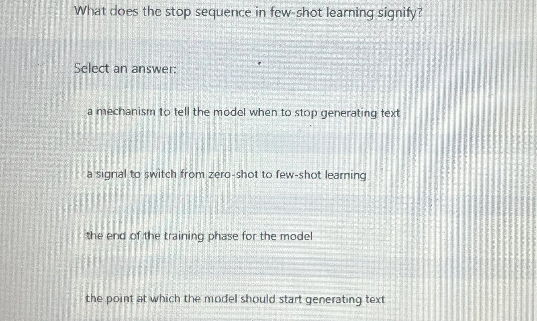 What does the stop sequence in few - shot