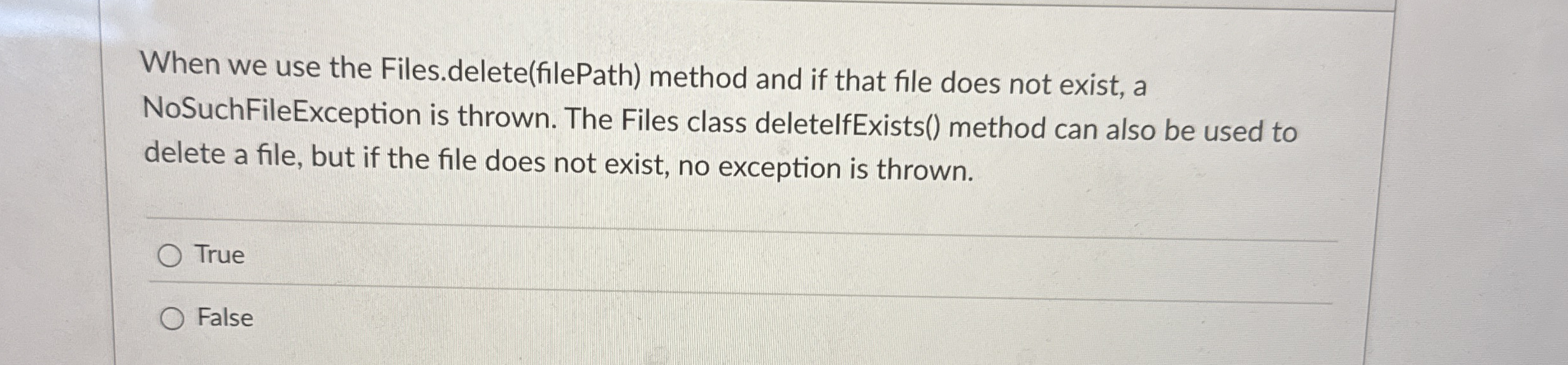 When we use the Files.delete ( filePath ) method