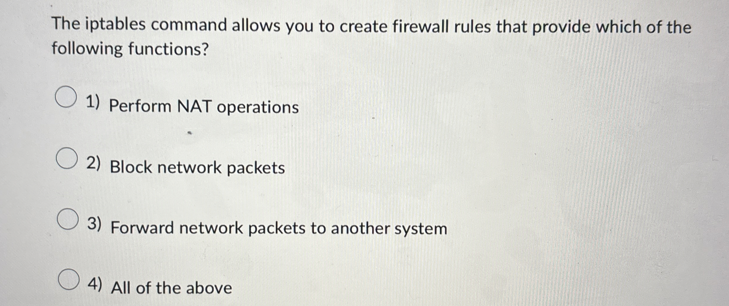 The iptables command allows you to create