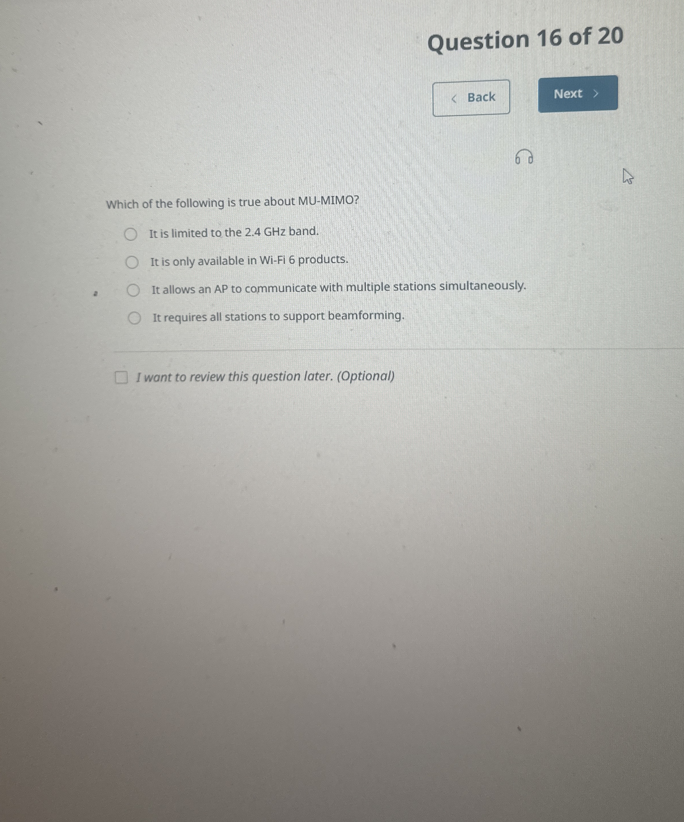 Question 1 6 of 2 0 Which of the following is