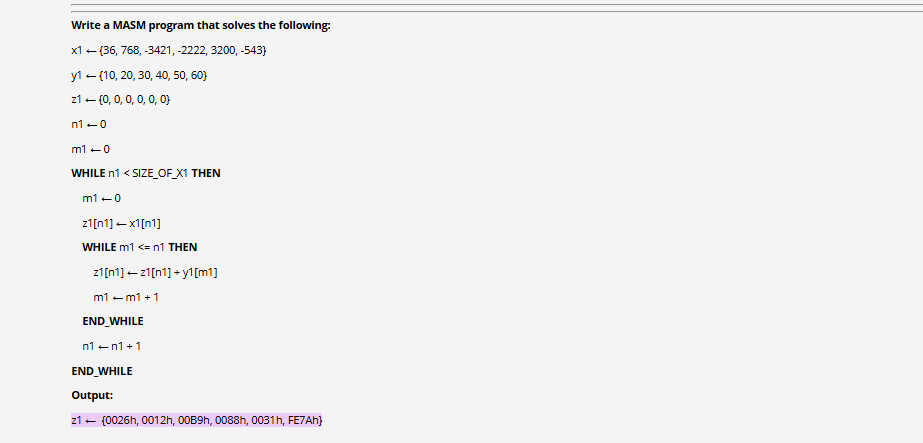 Write a MASM program that solves the following: x