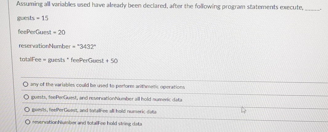 Assuming all variables used have already been