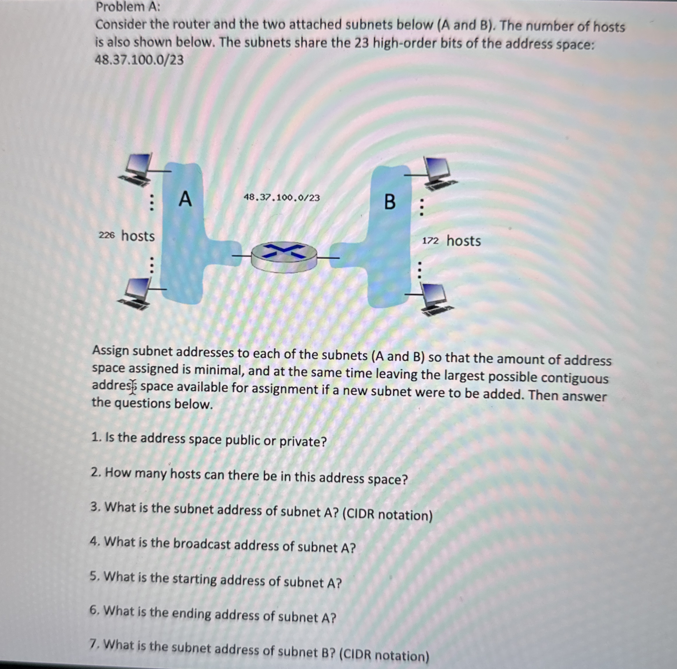 Problem A: Consider the router and the two