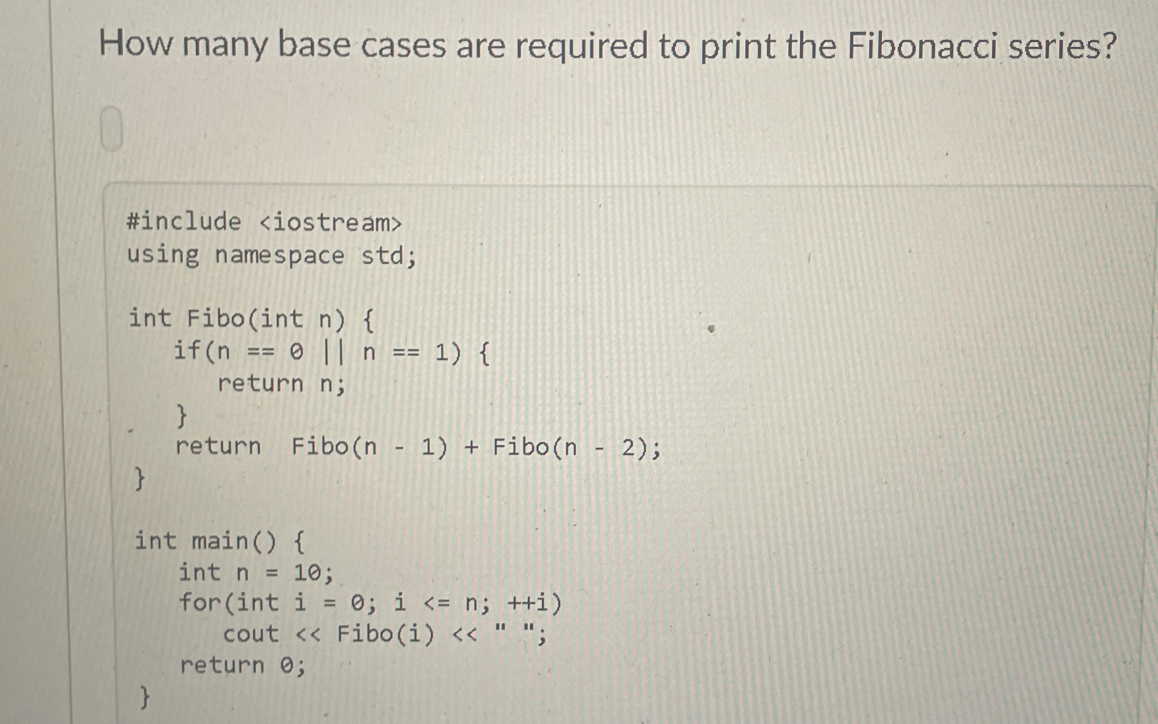 How many base cases are required to print the