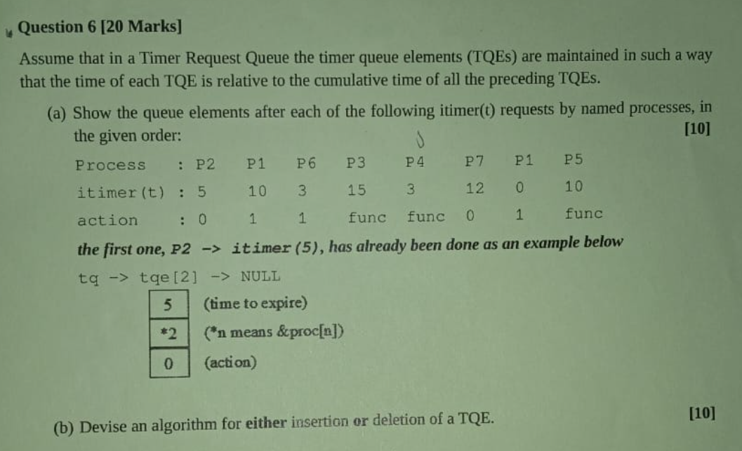 Question 6 [ 2 0 Marks ] Assume that in a Timer