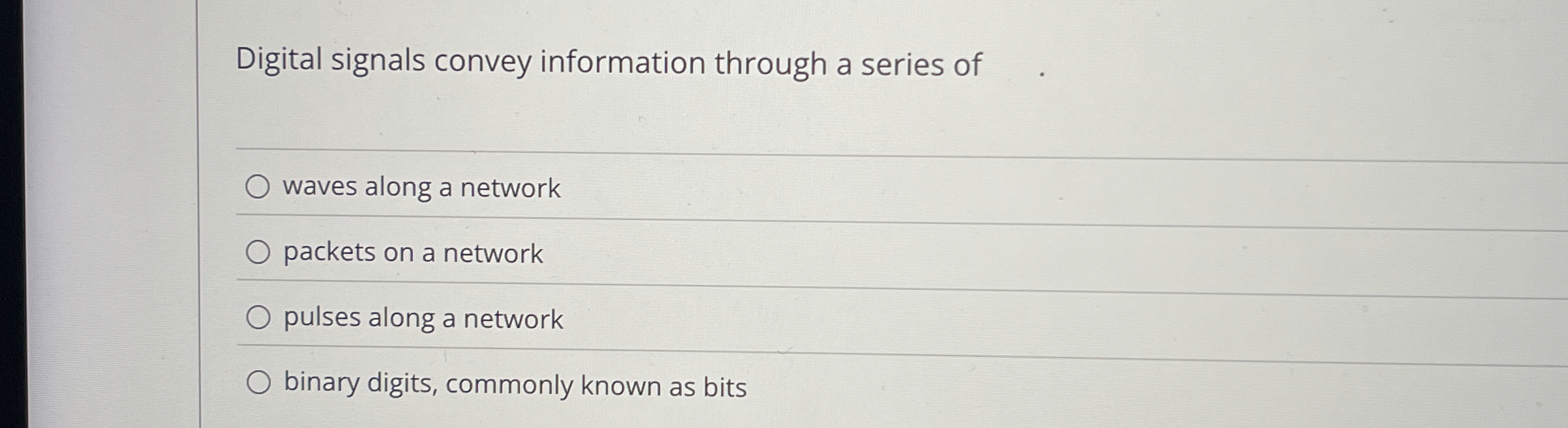 Digital signals convey information through a